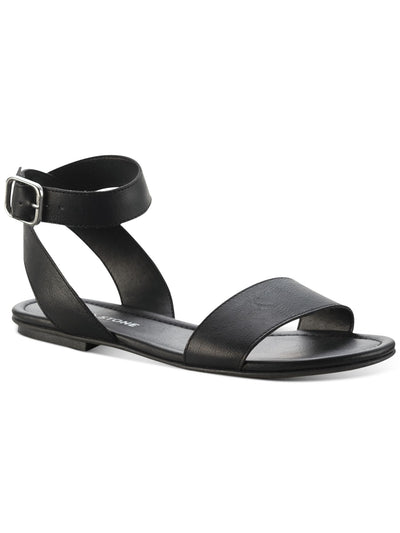 SUN STONE Womens Black Ankle Strap Strappy Miiah Round Toe Buckle Sandals Shoes 5.5 M