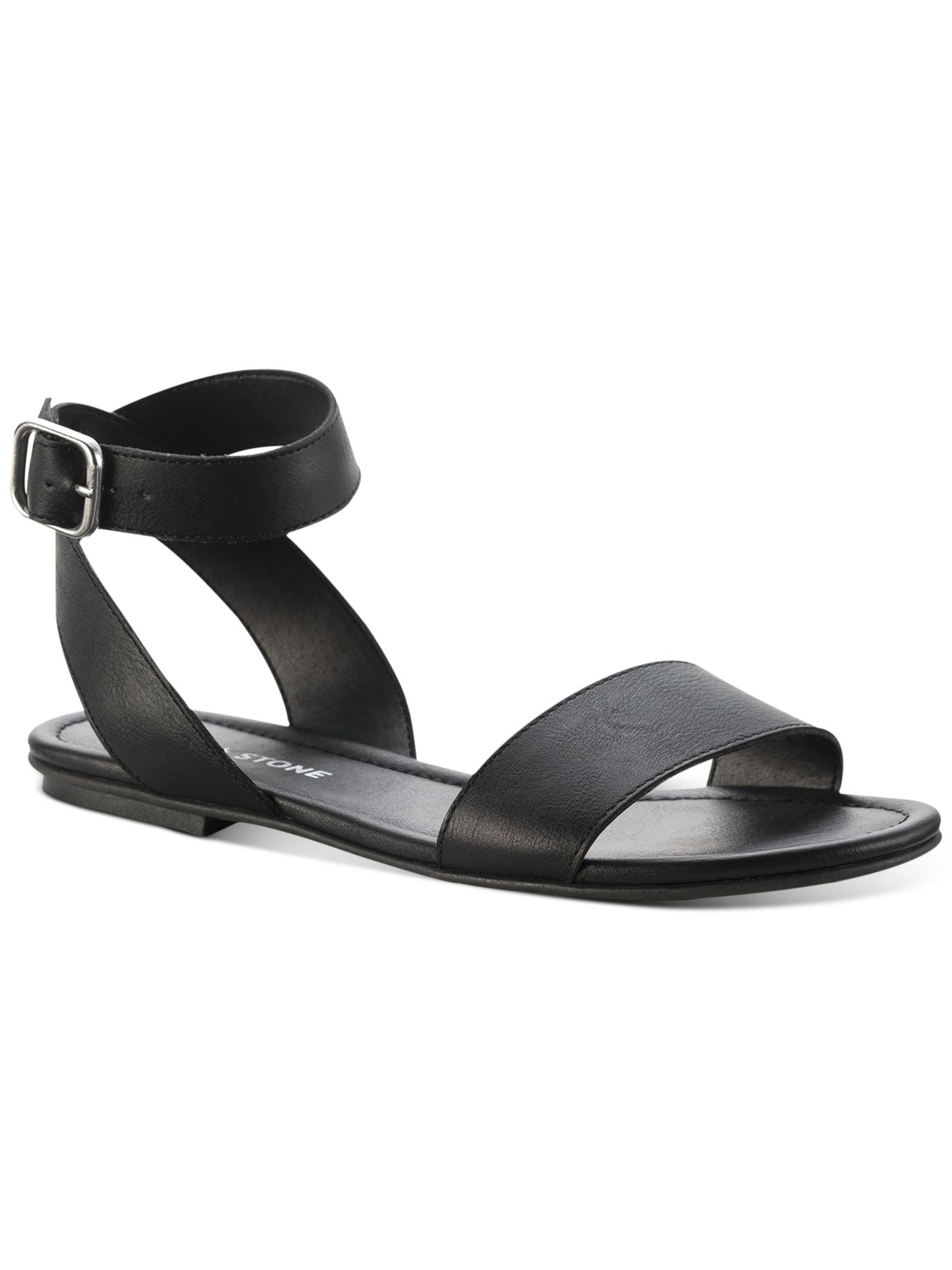 SUN STONE Womens Black Ankle Strap Strappy Miiah Round Toe Buckle Sandals 7 M