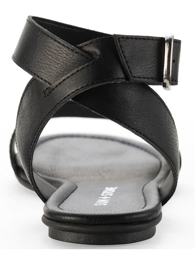 SUN STONE Womens Black Ankle Strap Miiah Round Toe Buckle Sandals 6 M