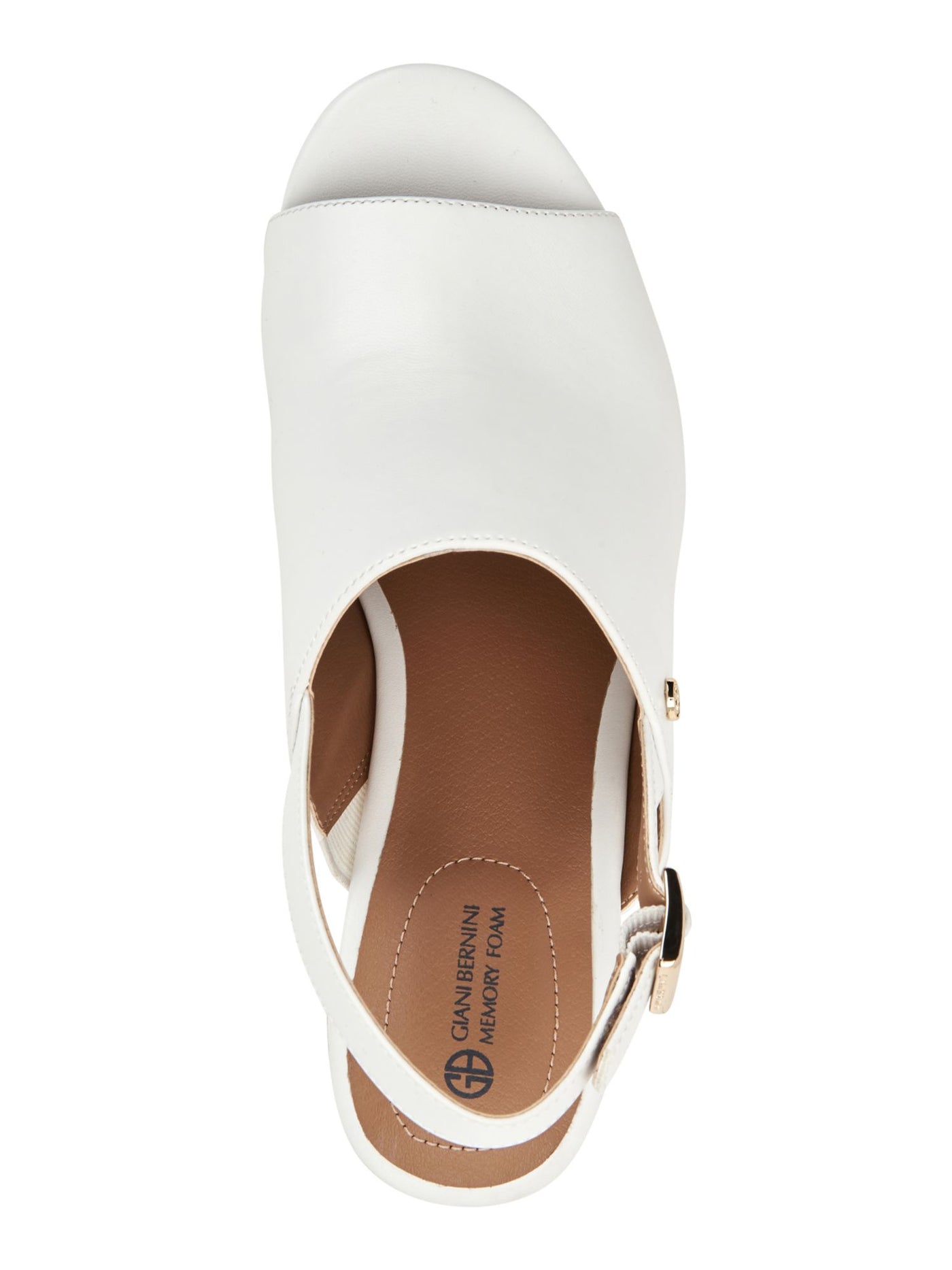 GIANI BERNINI Womens White Cork-Like 1" Platform Logo Adjustable Strap Comfort Celinaa Round Toe Block Heel Buckle Slingback Sandal 6.5 M