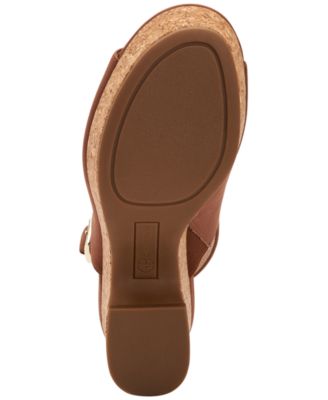 GIANI BERNINI Womens Brown 1" Cork-Like Platform Goring Cushioned Celinaa Open Toe Block Heel Buckle Slingback Sandal M