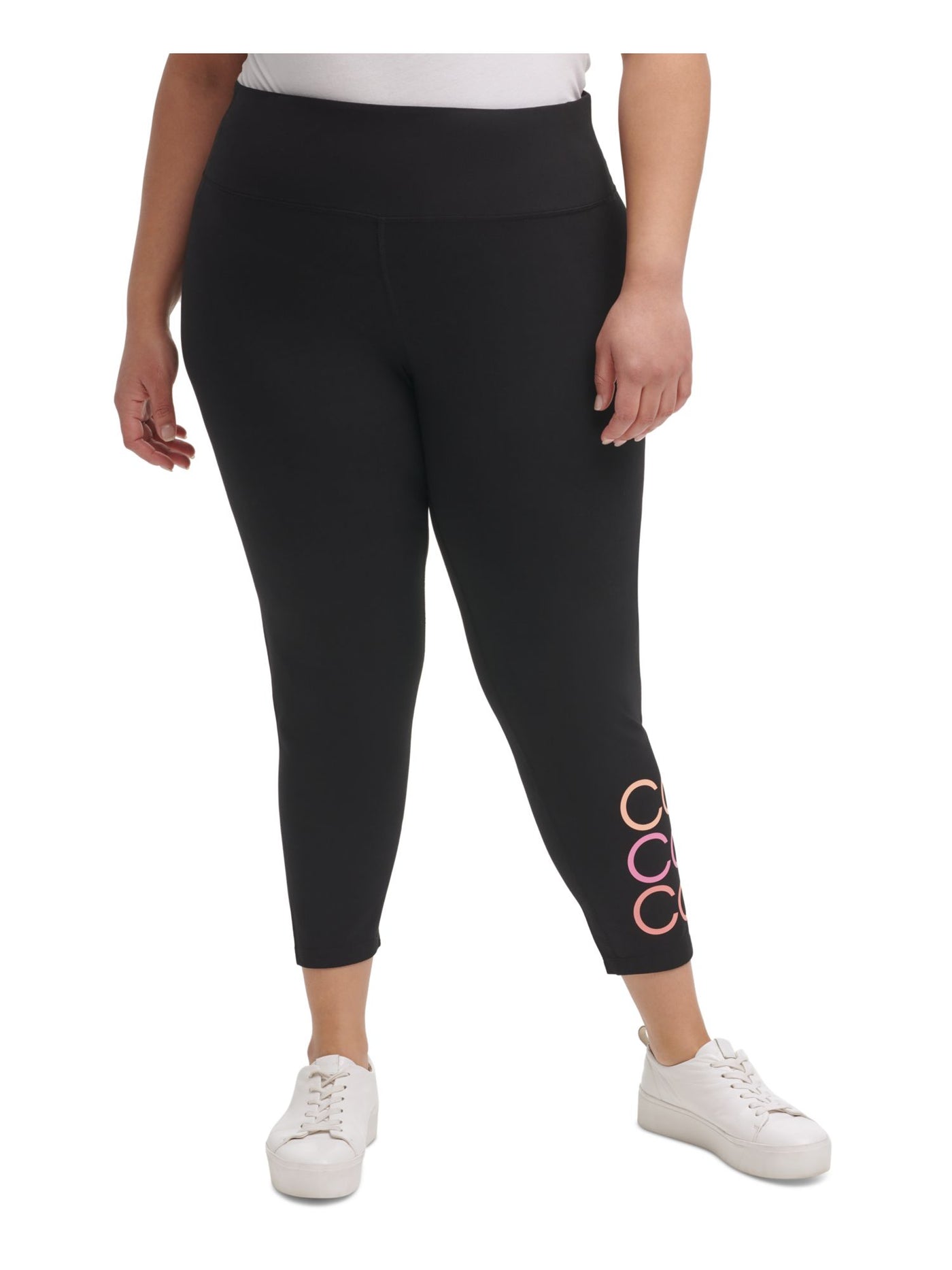 CALVIN KLEIN PERFORMANCE Womens Black Graphic Active Wear Skinny Leggings 2X
