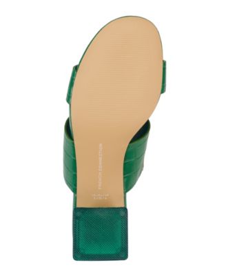 FRENCH CONNECTION Womens Green Solid Croc Clear Heel Goring Cushioned Round Toe Block Heel Slip On Dress Heeled