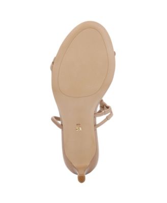 KENNETH COLE NEW YORK Womens Beige Knotted  Gored Strappy Padded Riley 70 Round Toe Stiletto Slip On Leather Dress Heeled M