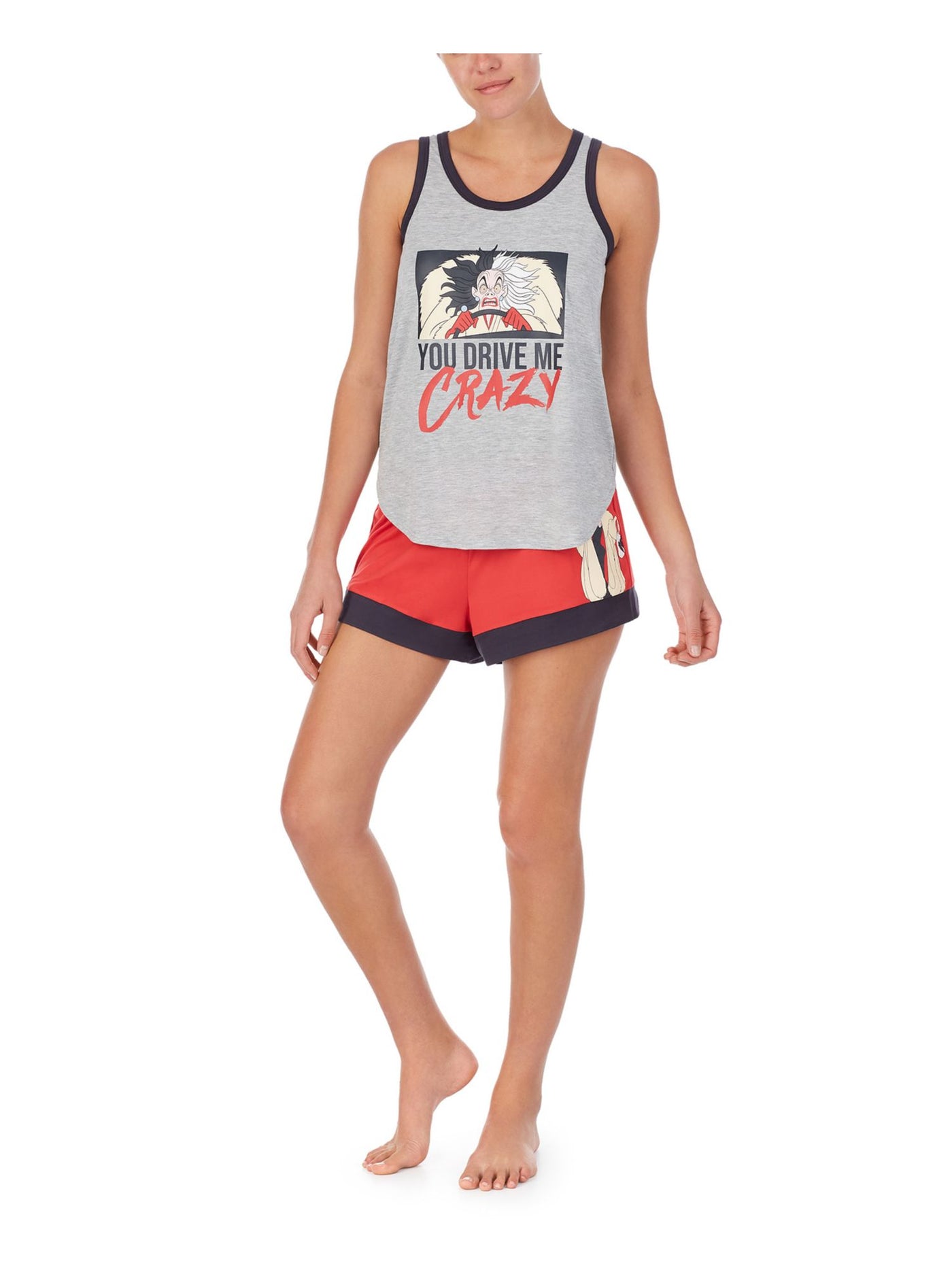 HYBRID APPAREL Womens Gray Graphic Elastic Band Sleeveless Tank Top Lounge Shorts Pants Knit Pajamas L