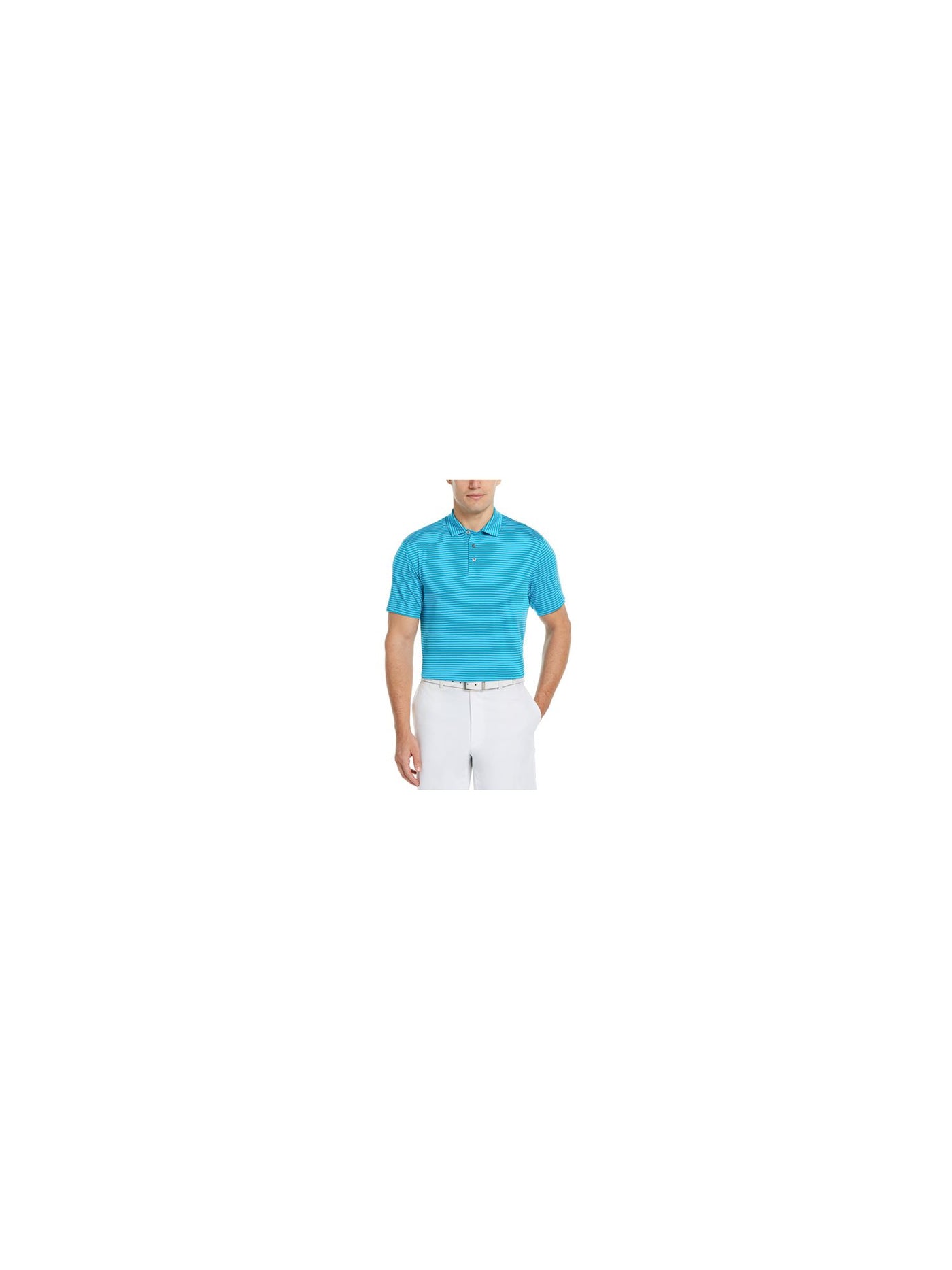 P.G.A.TOUR Mens Blue Athletic Fit Moisture Wicking Polo L