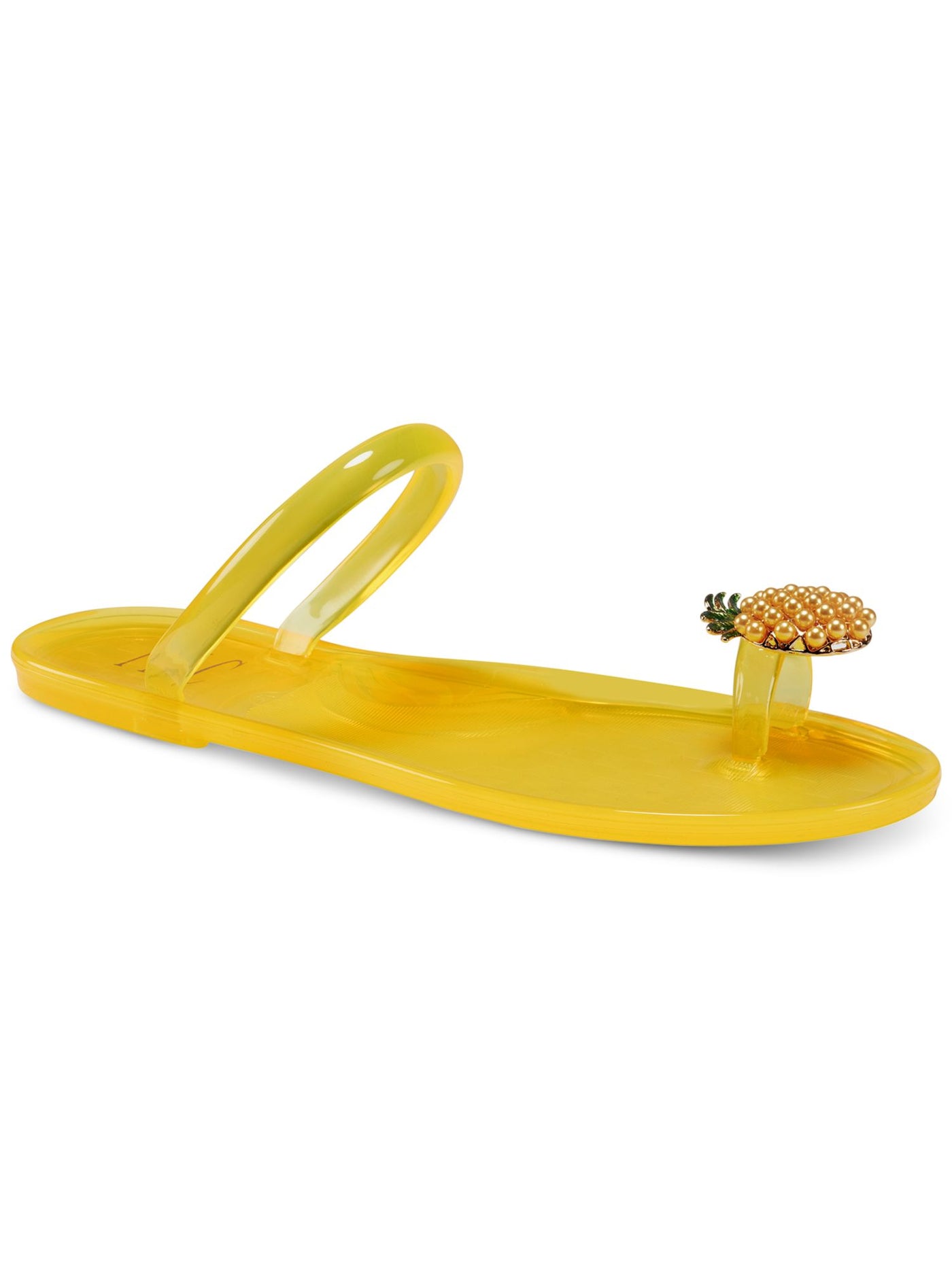 INC Womens Yellow Jelly Toe Ring Pineapple Detail Embellished Strappy Loren Round Toe Slip On Sandals Shoes 6 M