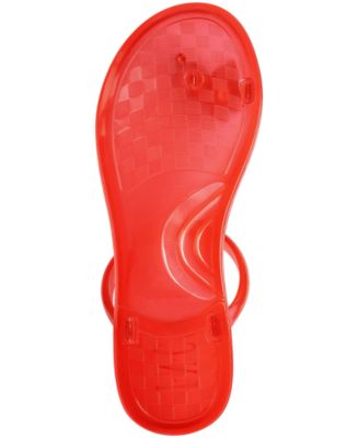 INC Womens Red Jelly Toe Loop Embellished Loren Round Toe Slip On Sandals Shoes M