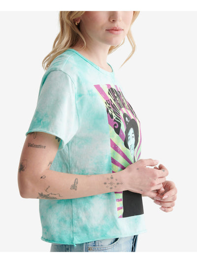 LUCKY BRAND Womens Turquoise Graphic Short Sleeve Crew Neck T-Shirt S