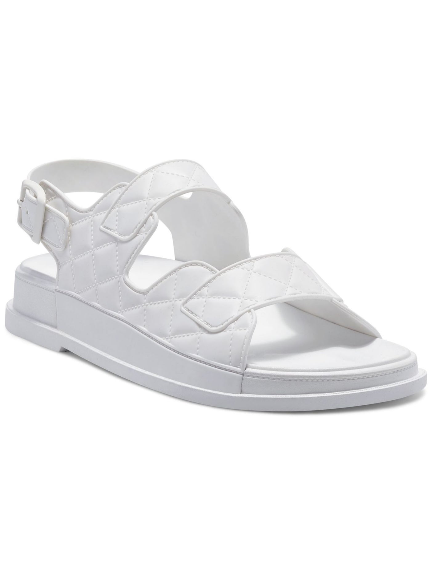 INC Womens White Slip-Resistant Adjustable Quilted Liyana Round Toe Buckle Slingback Sandal 9 M