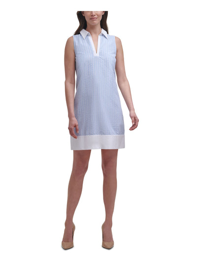 HARPER ROSE Womens Stretch Zippered Point Collar V-neck Sleeveless Above The Knee Shift Dress