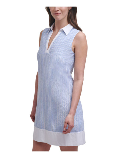 HARPER ROSE Womens Stretch Zippered Point Collar V-neck Sleeveless Above The Knee Shift Dress