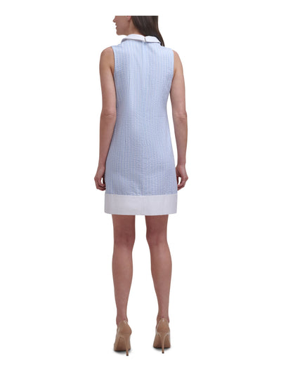 HARPER ROSE Womens Blue Stretch Striped Above The Knee Shift Dress 4