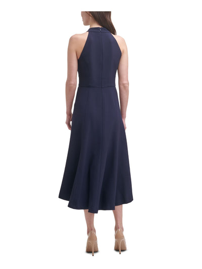 HARPER ROSE Womens Navy Pocketed Halter Midi Evening Fit + Flare Dress 2