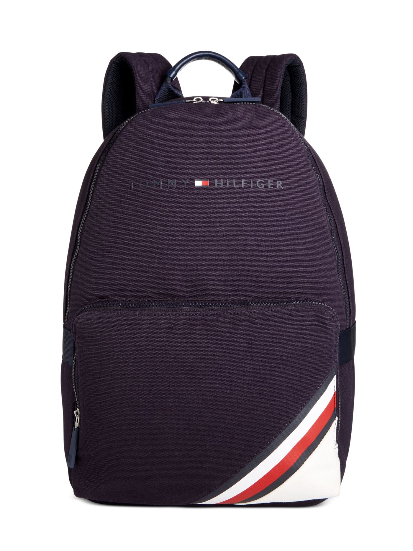 TOMMY HILFIGER Men's Navy Colin Corporate Canvas Logo Striped Adjustable Strap Backpack