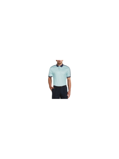 HYBRID APPAREL Mens Light Blue Geometric Athletic Fit Performance Stretch Polo S