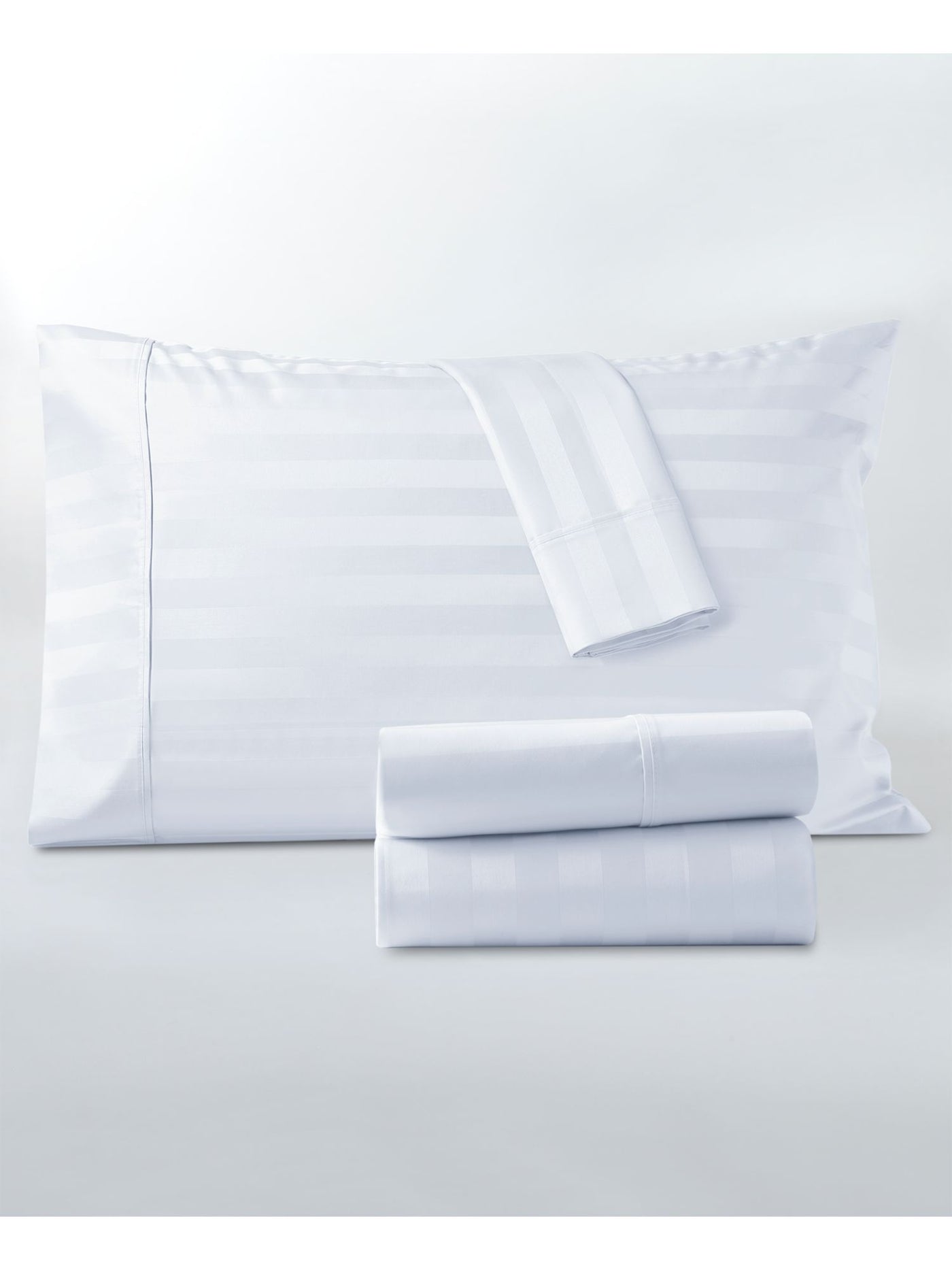 KENSINGSTON GARDEN Valencia White Striped 1000 Thread Count Queen Sheet Set