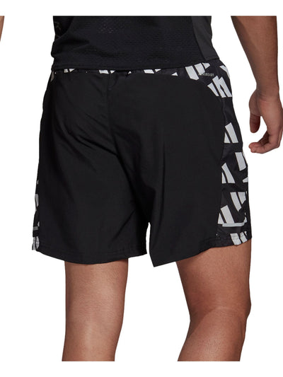 ADIDAS Mens Running Black Drawstring, Regular Fit Moisture Wicking Shorts SM