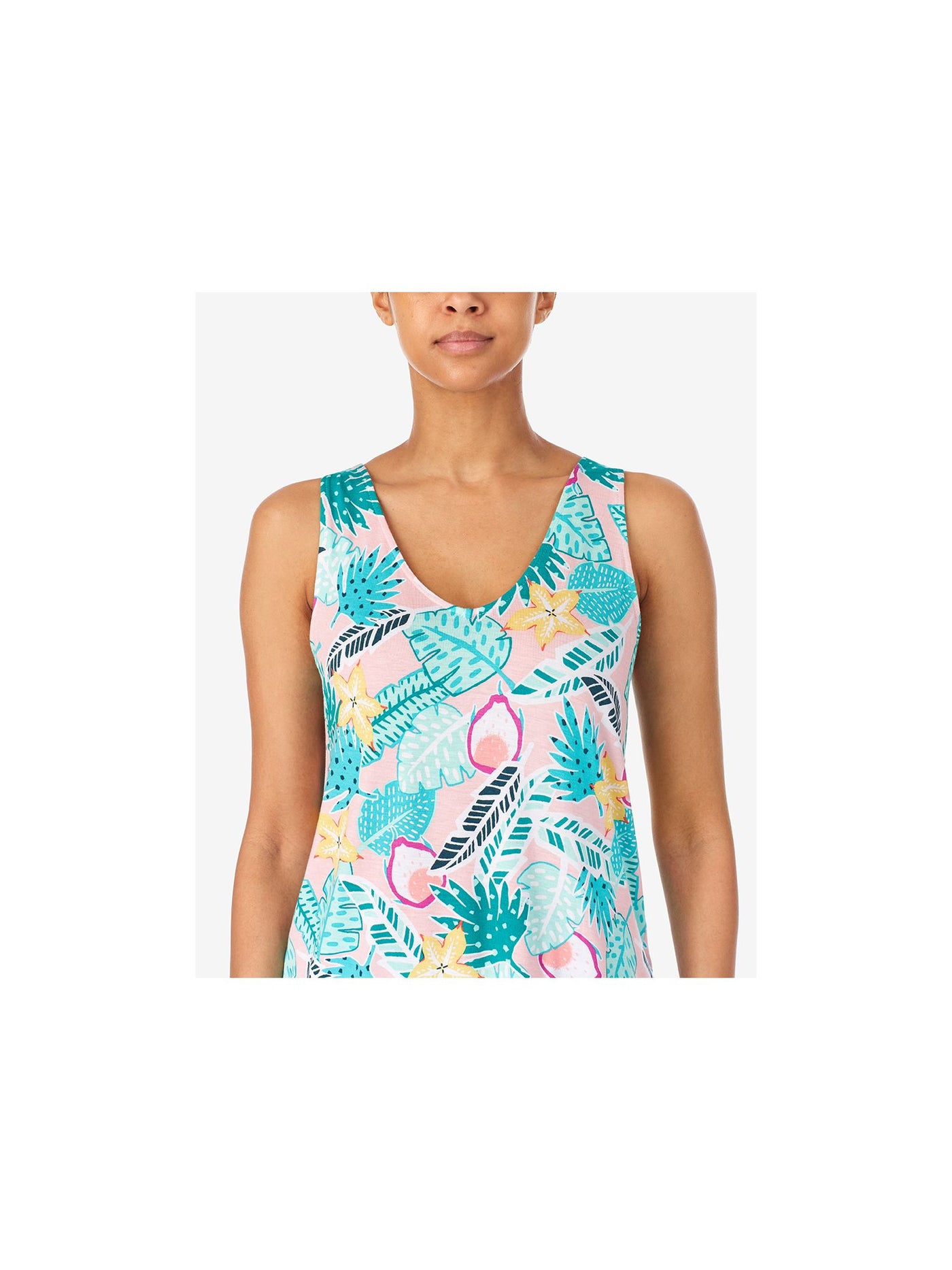CUDDL DUDS Womens Turquoise Printed Elastic Band Sleeveless Tank Top and Shorts Pajamas S