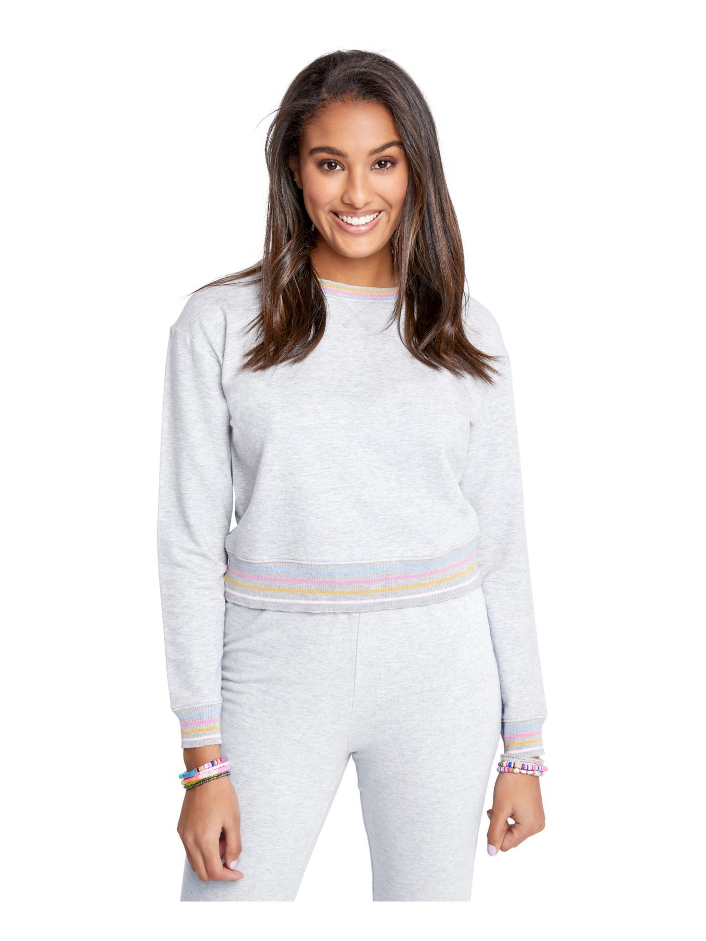 SUNDOWN BY SPLENDID Womens Gray Cropped Heather Sweatshirt XS