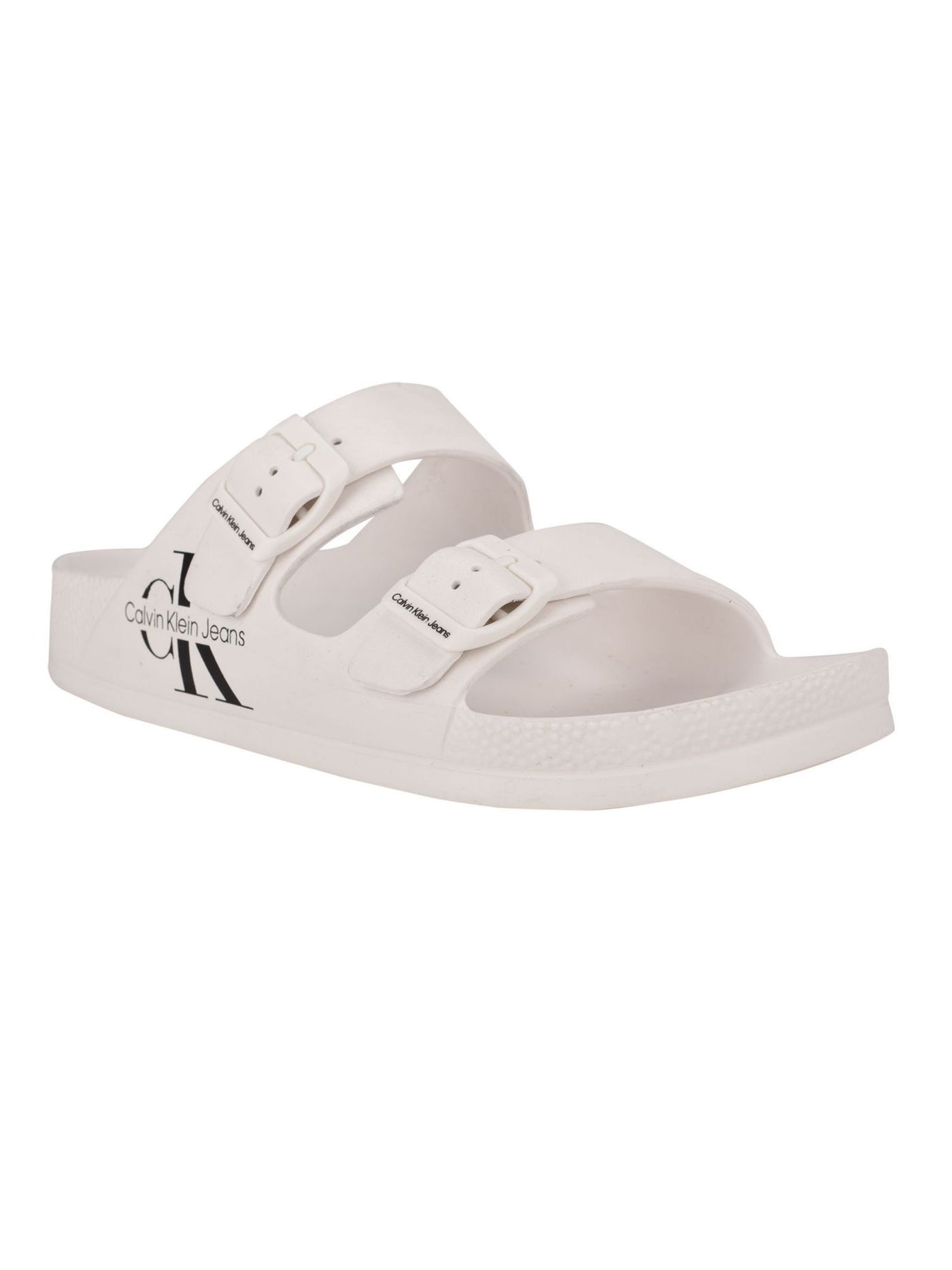 CALVIN KLEIN JEANS Mens White Padded Zion Round Toe Buckle Sandals Shoes 13 M