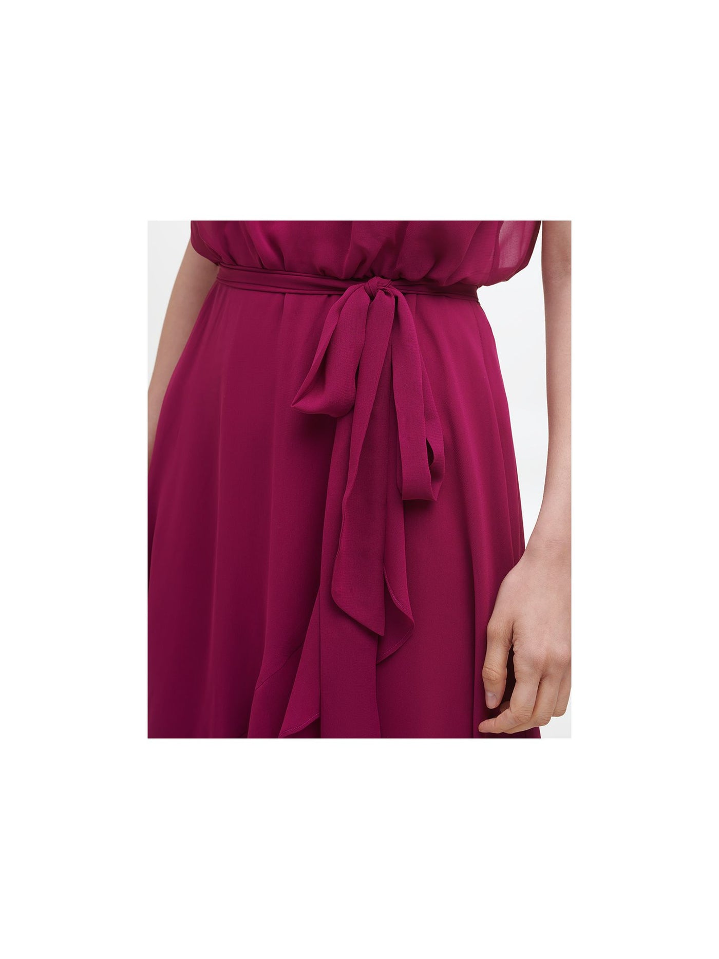 JESSICA HOWARD Womens Burgundy Zippered Pleated Chiffon Hi-lo Hem Sleeveless Halter Midi Party Fit + Flare Dress 16