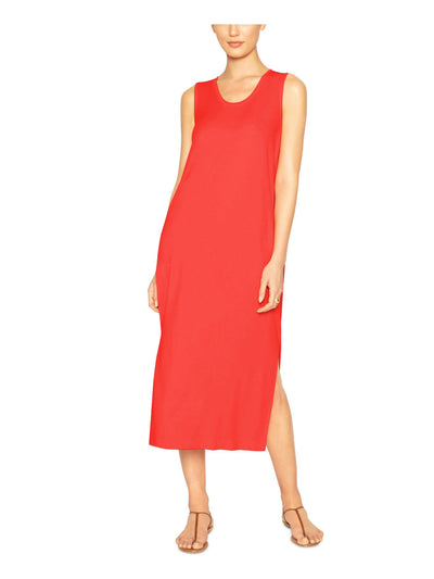 B NEW YORK Womens Red Stretch Sleeveless Crew Neck Midi Dress XL