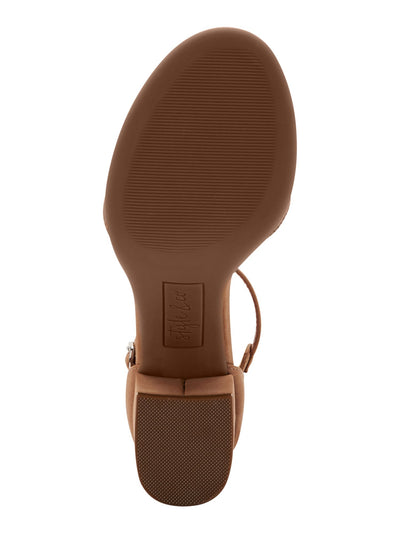 STYLE & COMPANY Womens Brown Buckled Ankle Strap Padded Katerinaa Round Toe Block Heel Zip-Up Dress Heeled M