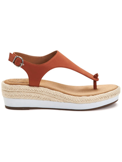 STYLE & COMPANY Womens Orange Slingback  1" Platform Adjustable Strap Ankle Strap Balii Round Toe Wedge Buckle Espadrille Shoes 9.5 M