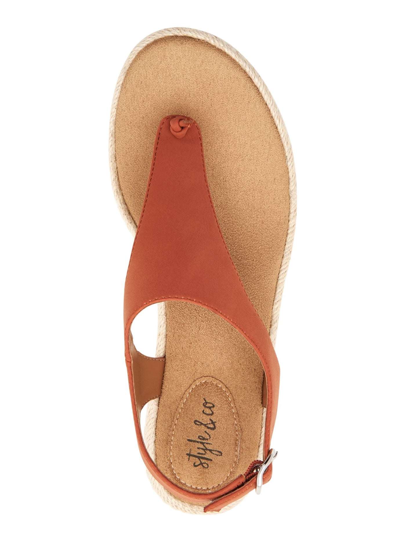 STYLE & COMPANY Womens Orange Espadrille 1" Platform Adjustable Strap Ankle Strap Balii Round Toe Wedge Buckle Slingback Sandal M