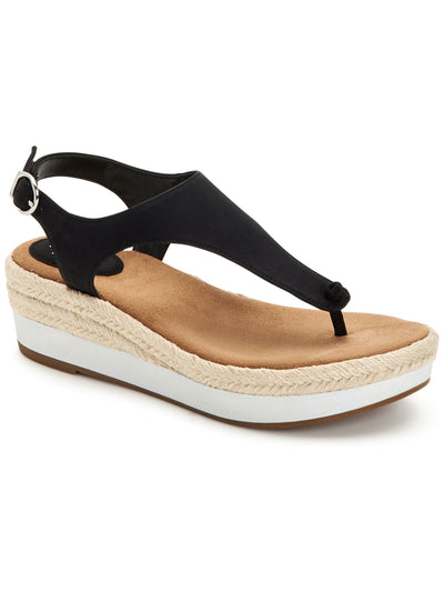 STYLE & COMPANY Womens Black Espadrille 1" Platform Adjustable Strap Ankle Strap Balii Round Toe Wedge Buckle Slingback Sandal 9.5 M