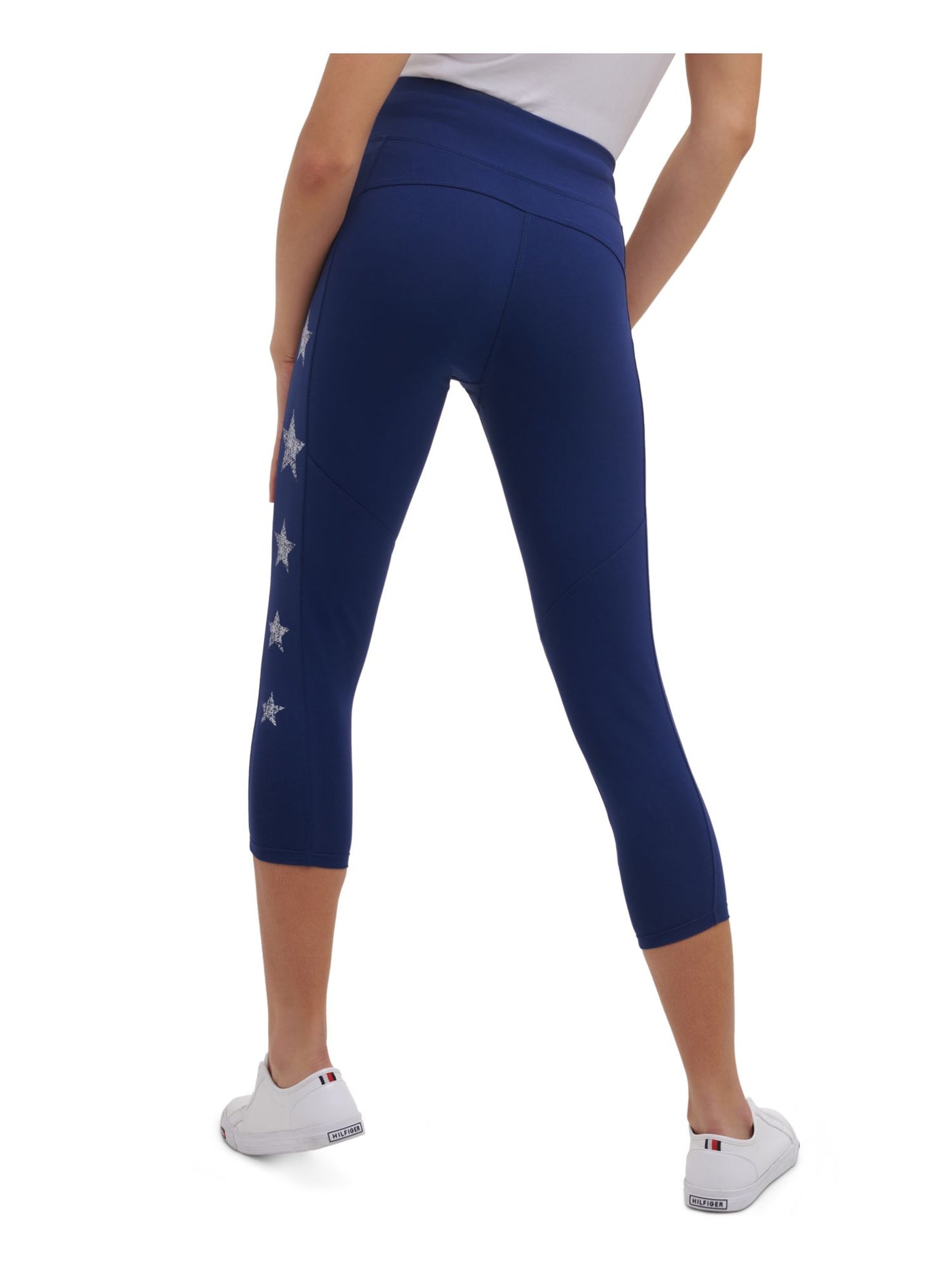 TOMMY HILFIGER SPORT Womens Stretch Pocketed Cropped Wide Stretch Waistband Active Wear High Waist Leggings