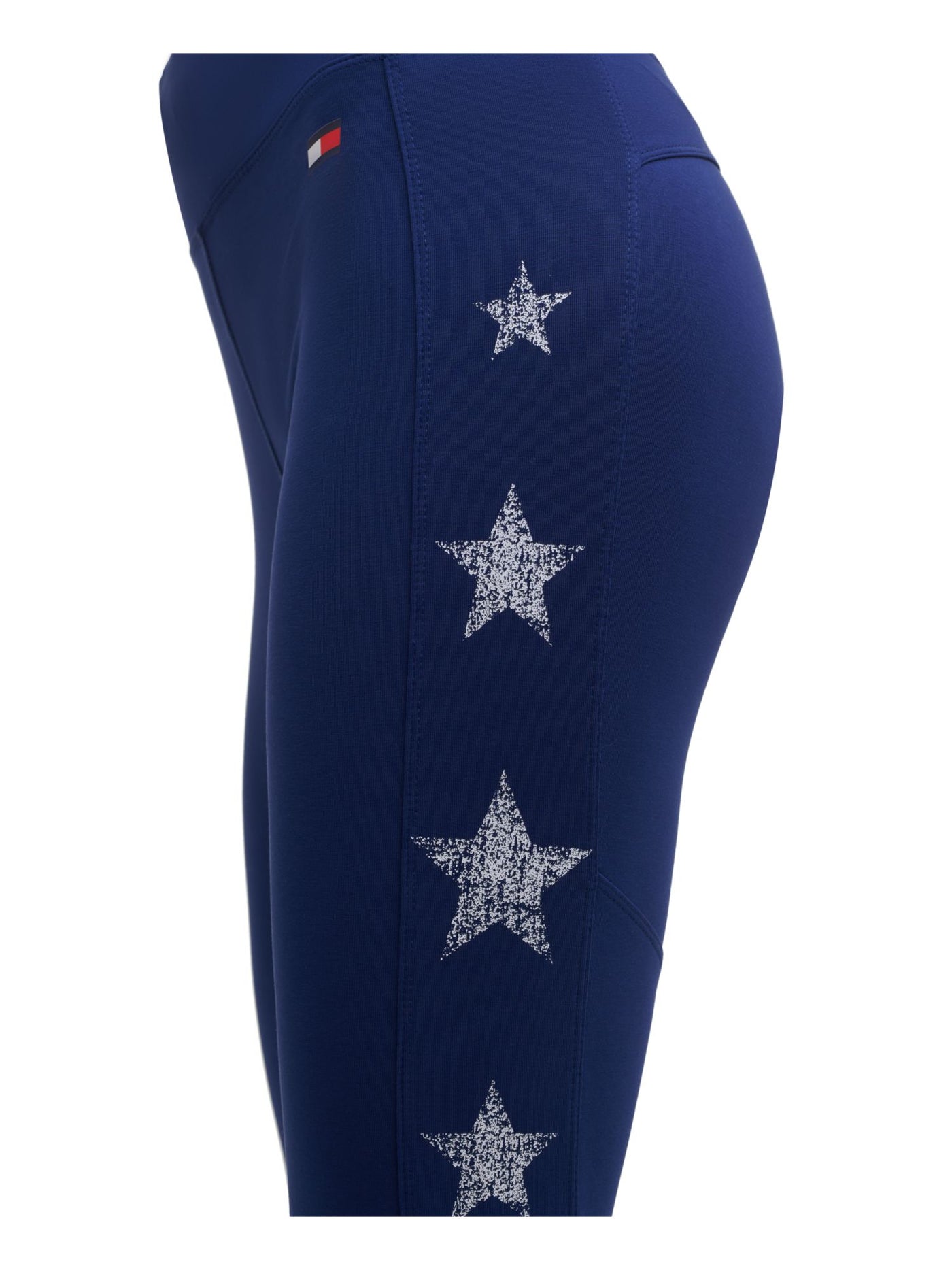 TOMMY HILFIGER SPORT Womens Navy Stretch Pocketed Printed Active Wear High Waist Leggings XS