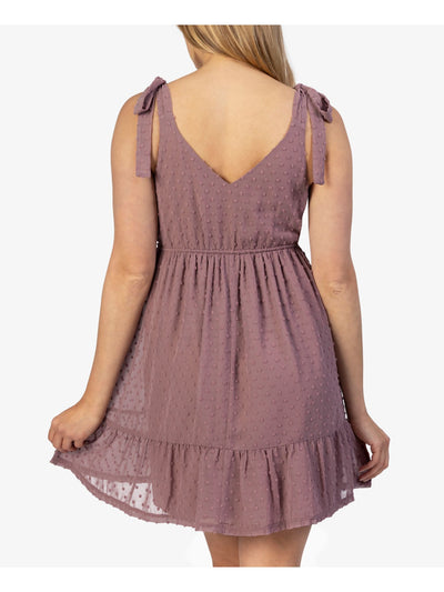 SPEECHLESS Womens Purple Ruched Sleeveless Surplice Neckline Short Party Baby Doll Dress XXS