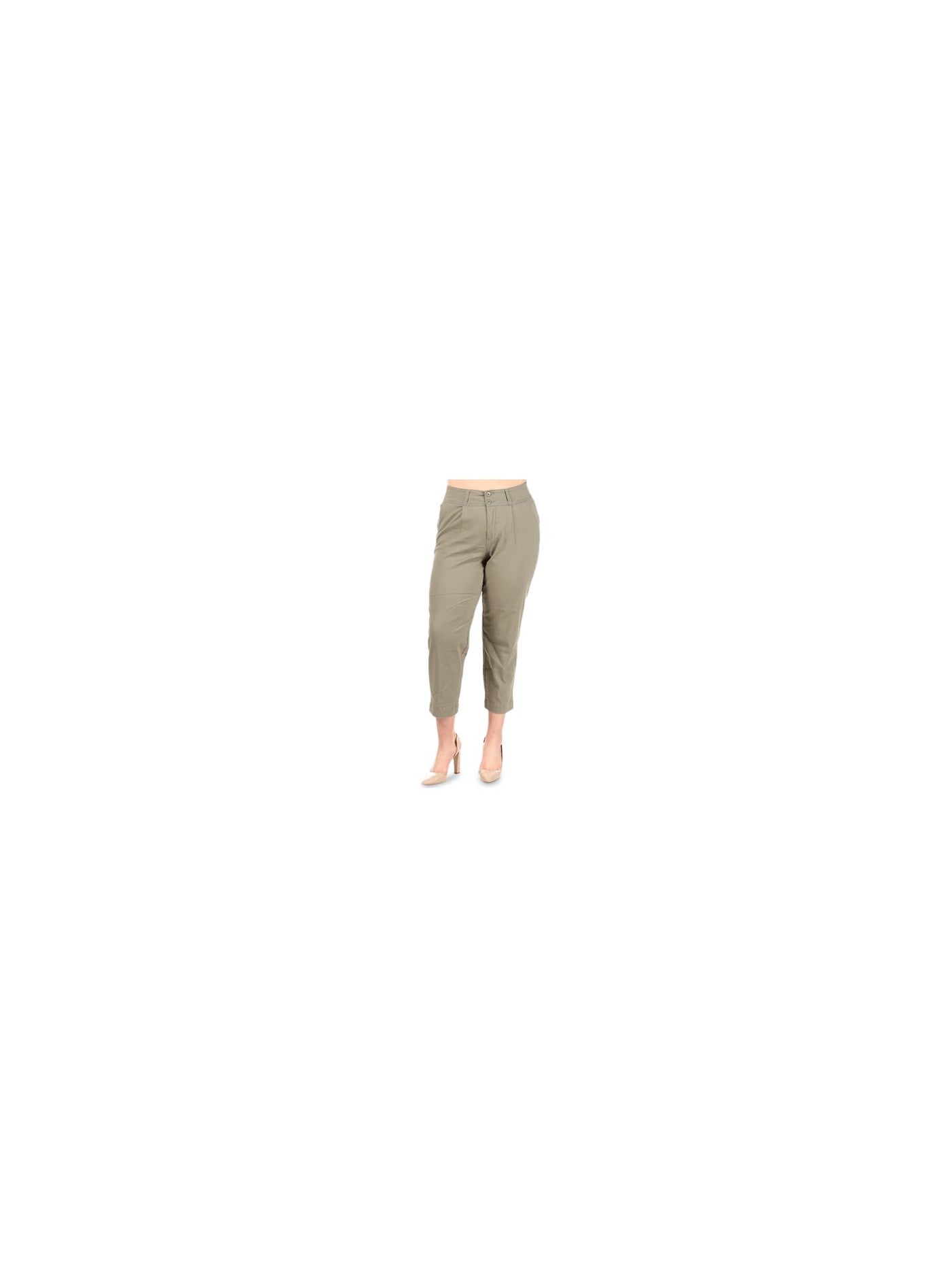 CELEBRITY PINK Womens Green Stretch Pocketed Zippered Inner Elastic Waistband Cropped Pants 14