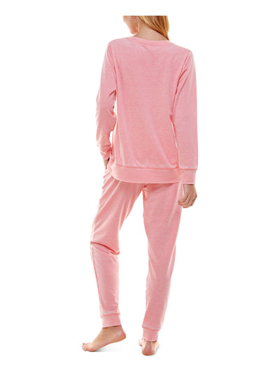 ROUDELAIN Womens Pink Top Drawstring Long Sleeve Lounge Pants Pajamas M