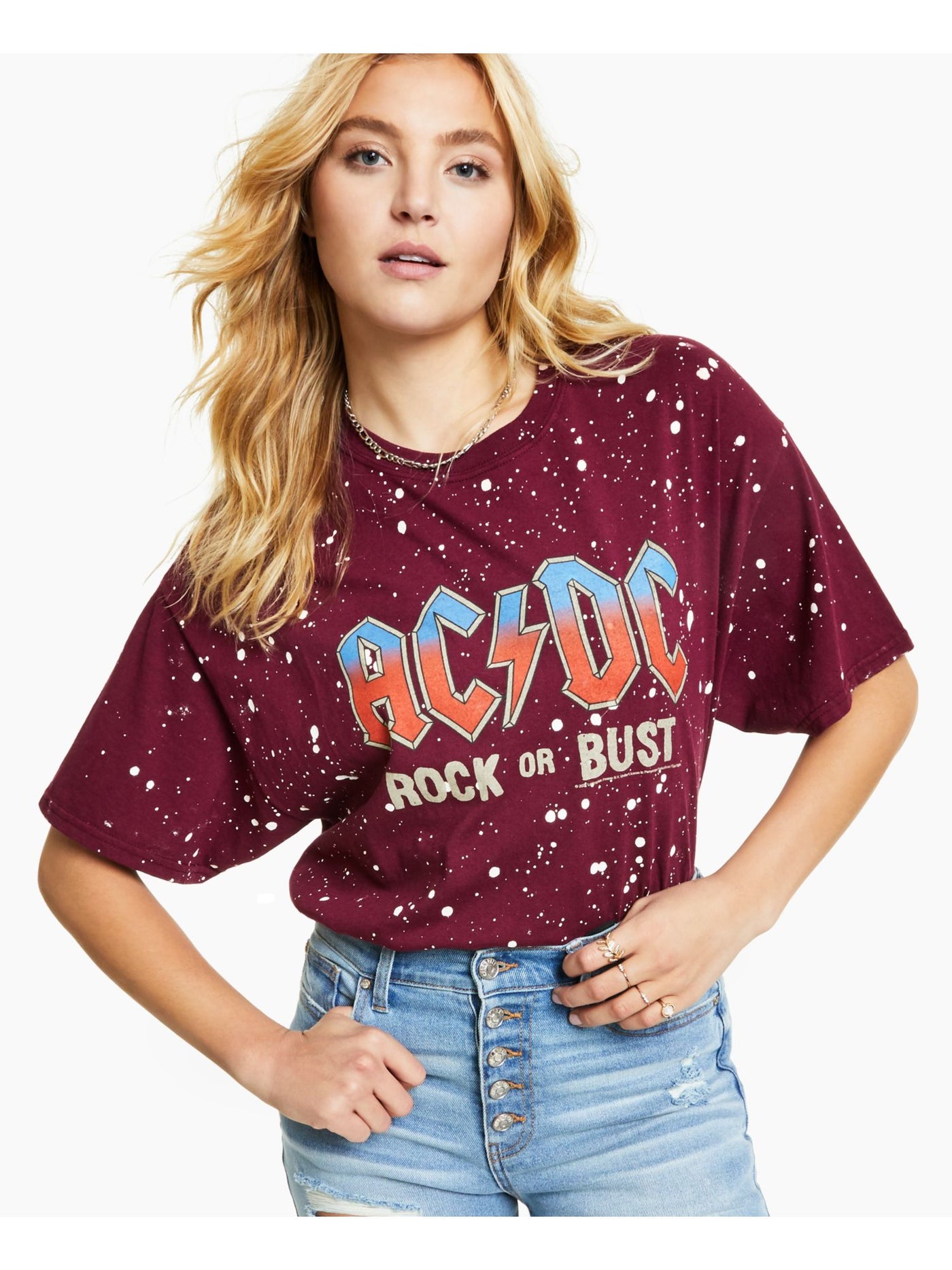 JUNK FOOD Womens Maroon Graphic Short Sleeve Crew Neck T-Shirt S