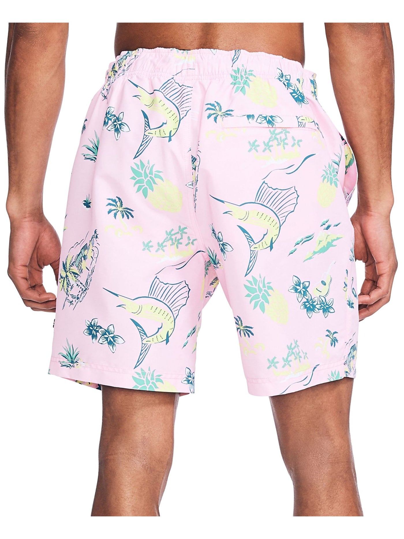 NAUTICA Mens Pink Drawstring, Printed Athletic Fit Quick-Dry Shorts M