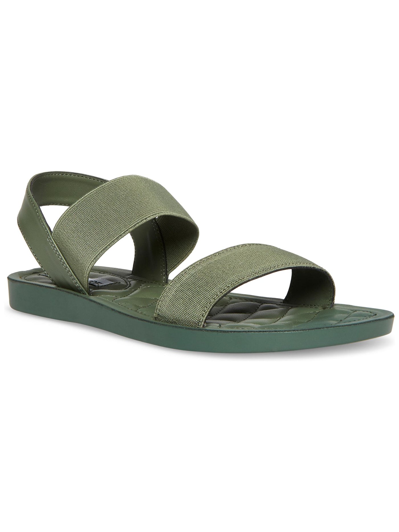 STEVE MADDEN Womens Green Stretch Strappy Randie Round Toe Slip On Slingback Sandal 9.5 M