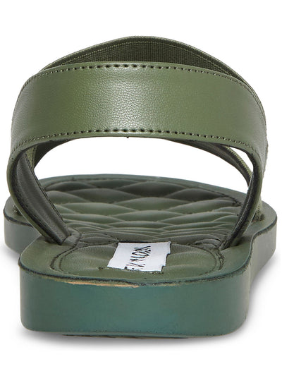 STEVE MADDEN Womens Green Stretch Strappy Randie Round Toe Slip On Slingback Sandal 5 M