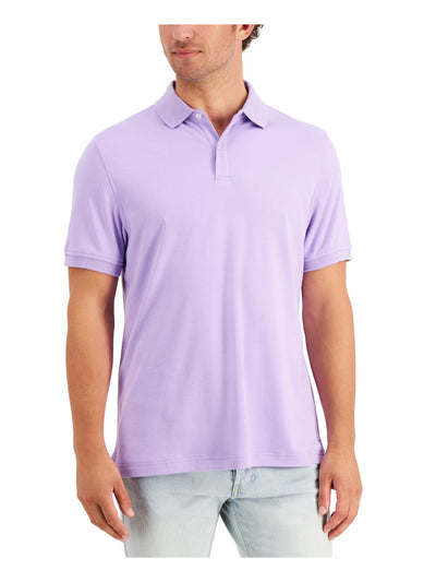 CLUBROOM Mens Interlock Purple Classic Fit Polo S