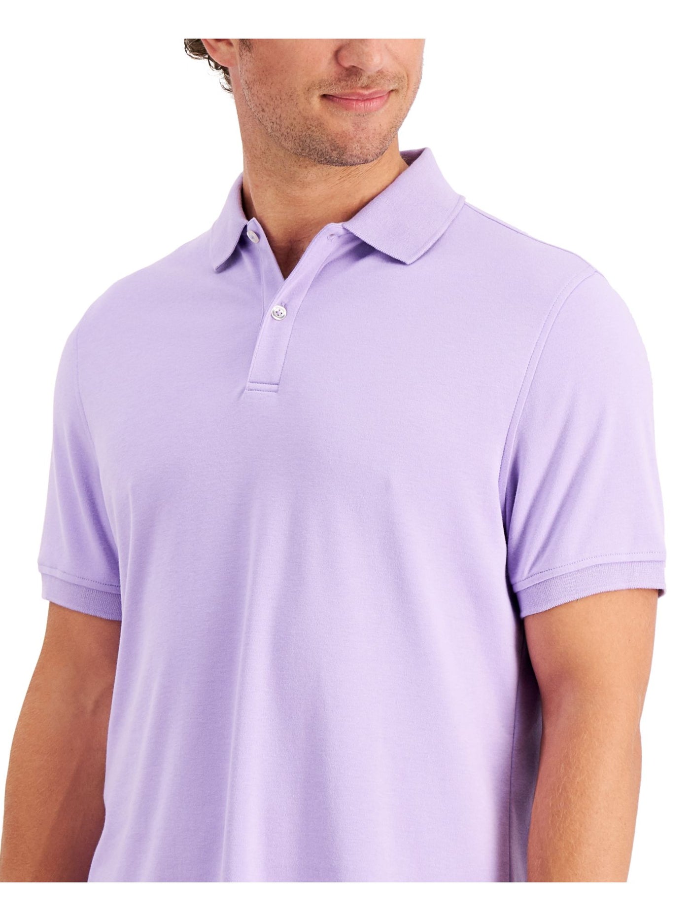 CLUBROOM Mens Interlock Purple Classic Fit Polo S