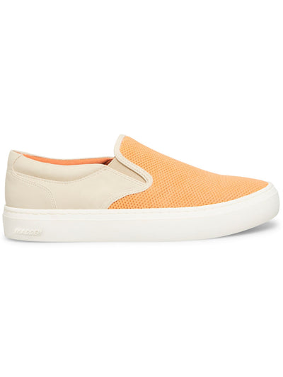 MADDEN Mens Orange Mixed Media Goring Padded M-alline Round Toe Platform Slip On Sneakers Shoes 9 M