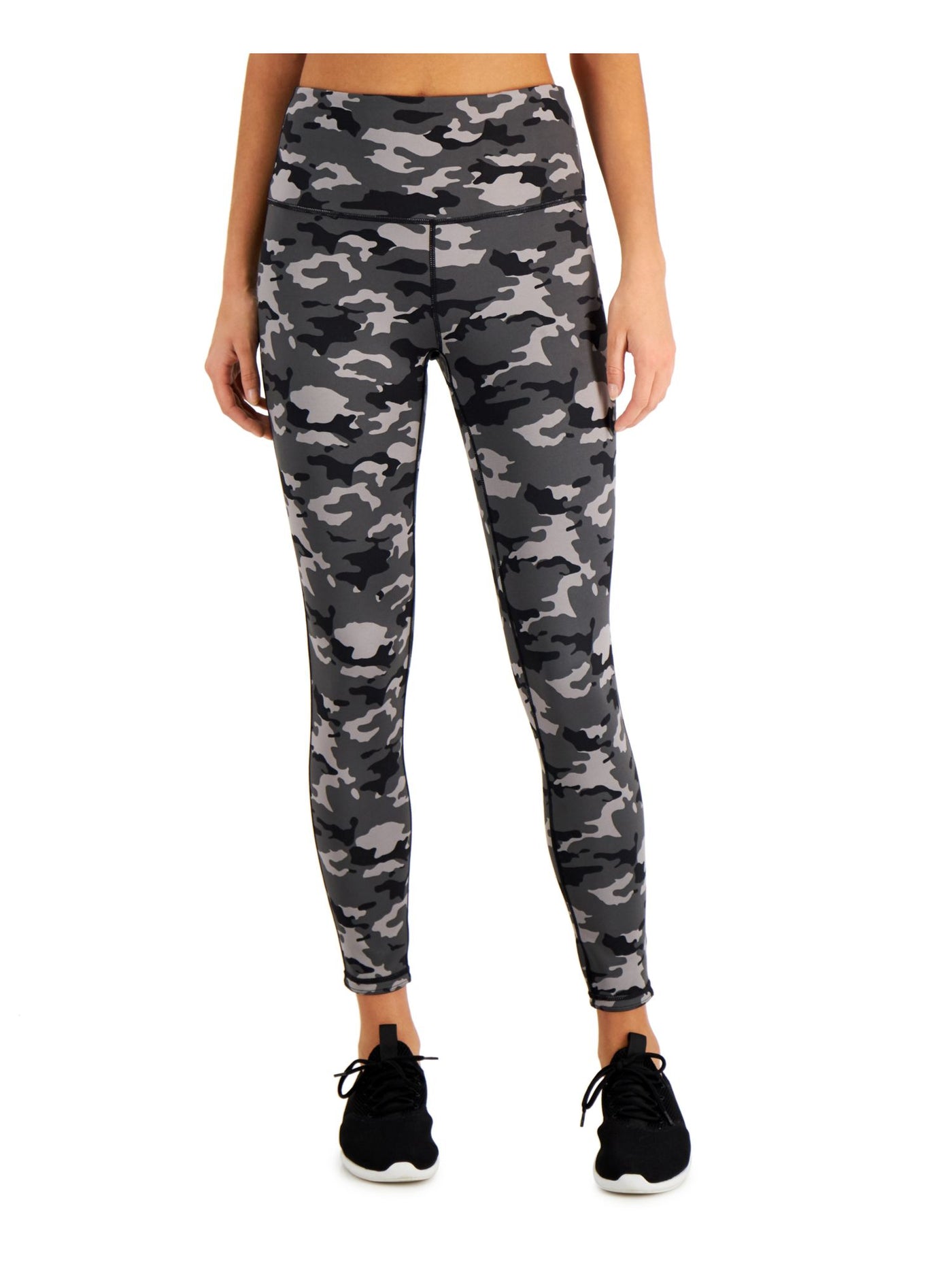 IDEOLOGY Womens Black Stretch Moisture Wicking Ventilation Flat Seems Camouflage High Waist Leggings M