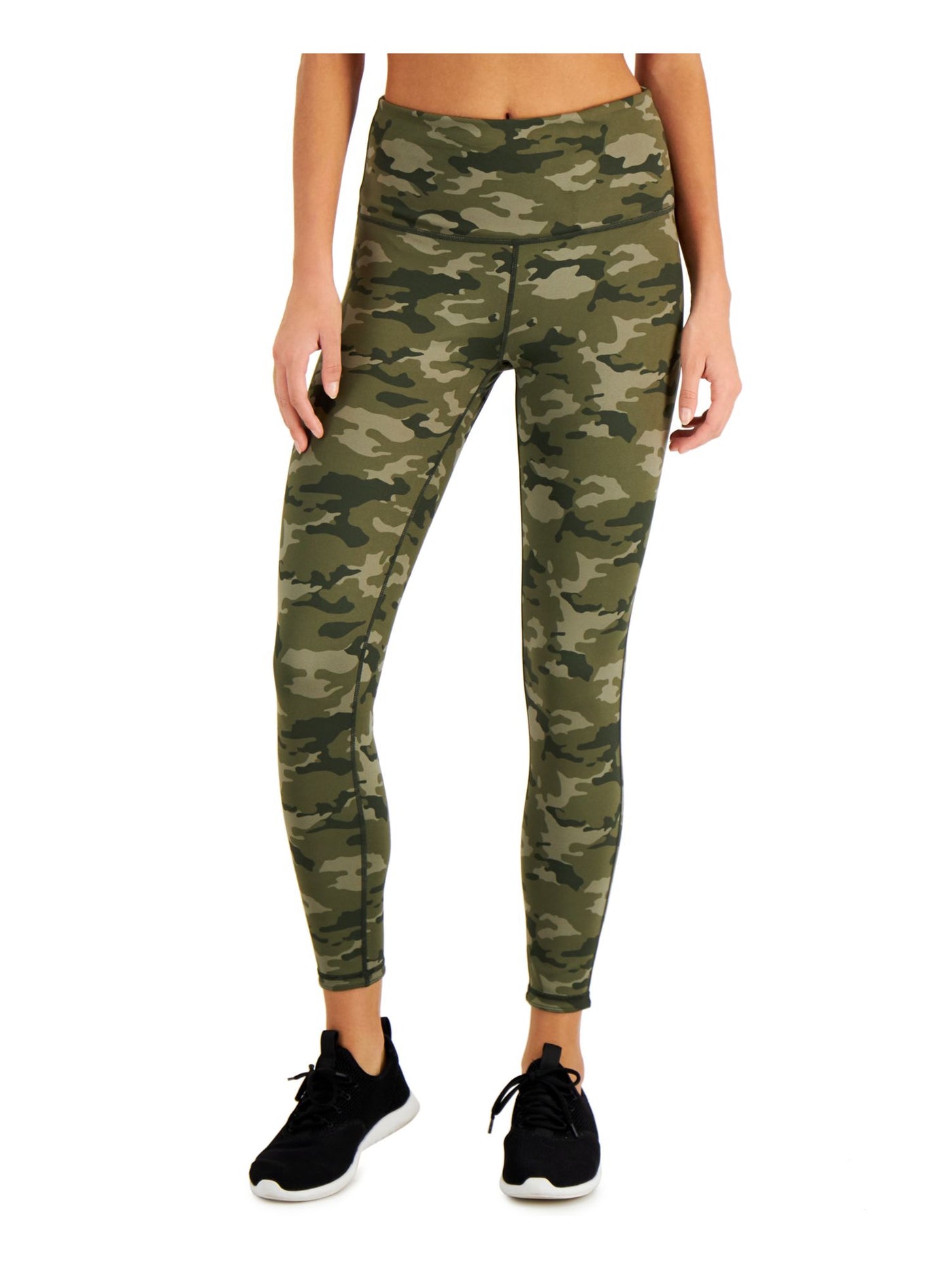 IDEOLOGY Womens Green Stretch Moisture Wicking Ventilation Flat Seems Camouflage High Waist Leggings S