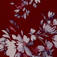 BCX DRESS Womens Burgundy Ruffled Belted Ruched Sheer Floral 3/4 Sleeve V Neck Knee Length Party Hi-Lo Dress