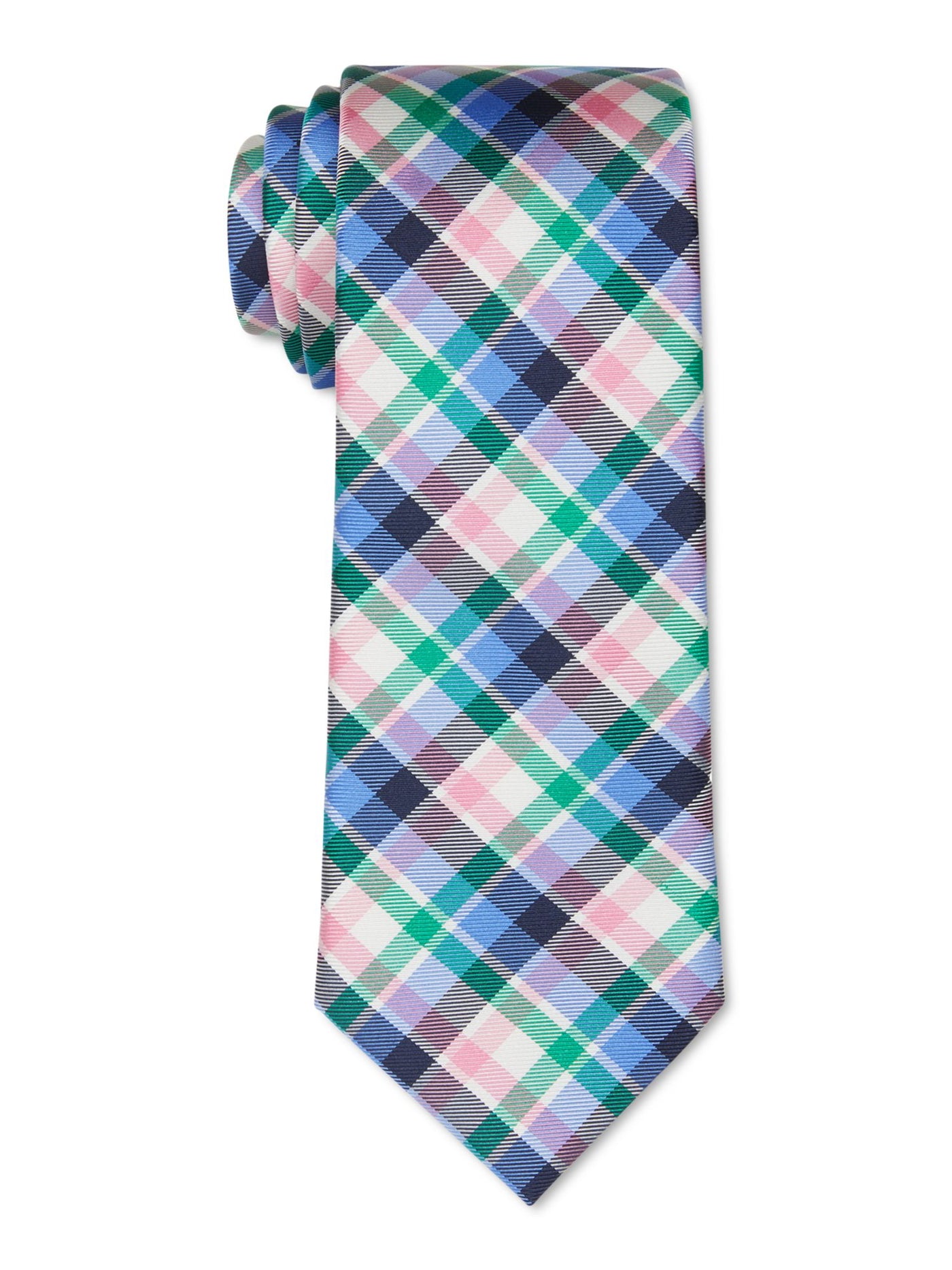 TOMMY HILFIGER Mens Multi Plaid Plaid Slim Neck Tie