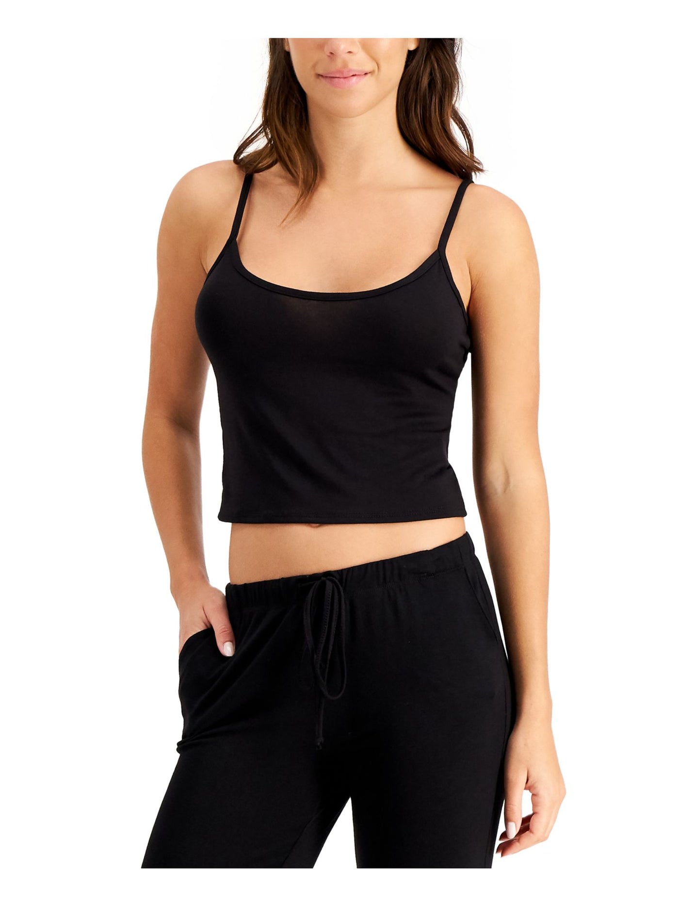 JENNI Intimates Black Cropped Tank Sleep Shirt Pajama Top L