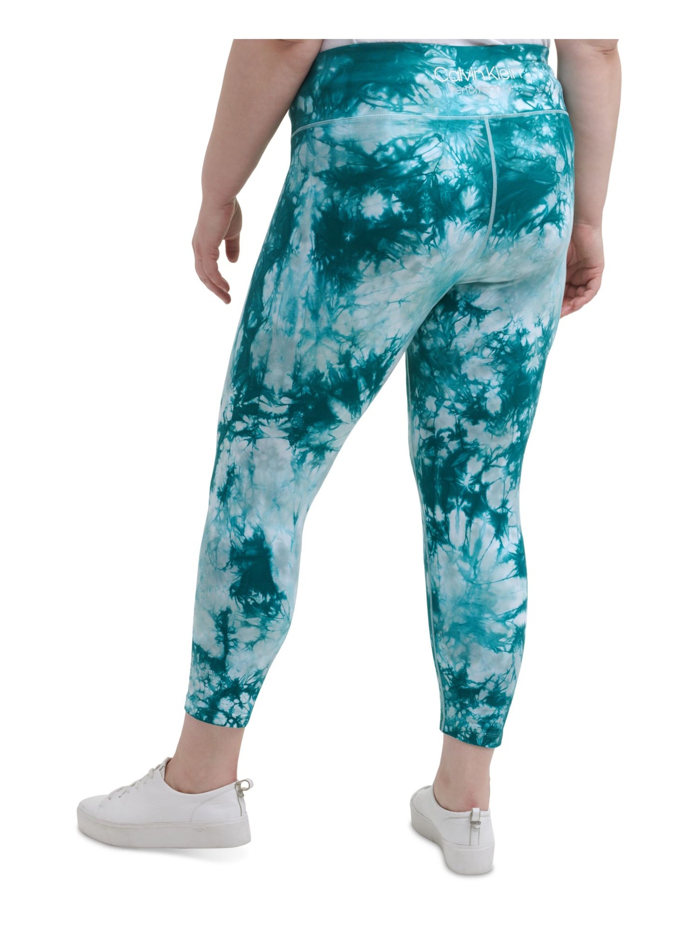 CALVIN KLEIN Womens Turquoise Stretch Tie Dye Active Wear Skinny Leggings Plus 2X
