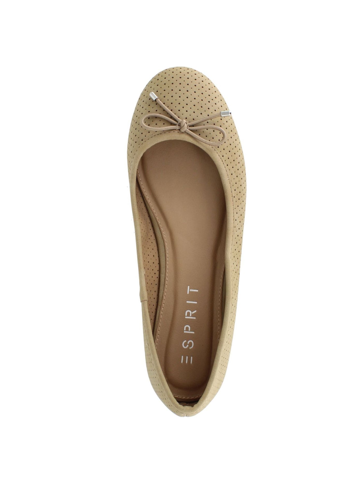 EASY SPIRIT Womens Beige Padded Perforated Bow Accent Orly Round Toe Slip On Flats Shoes 7.5